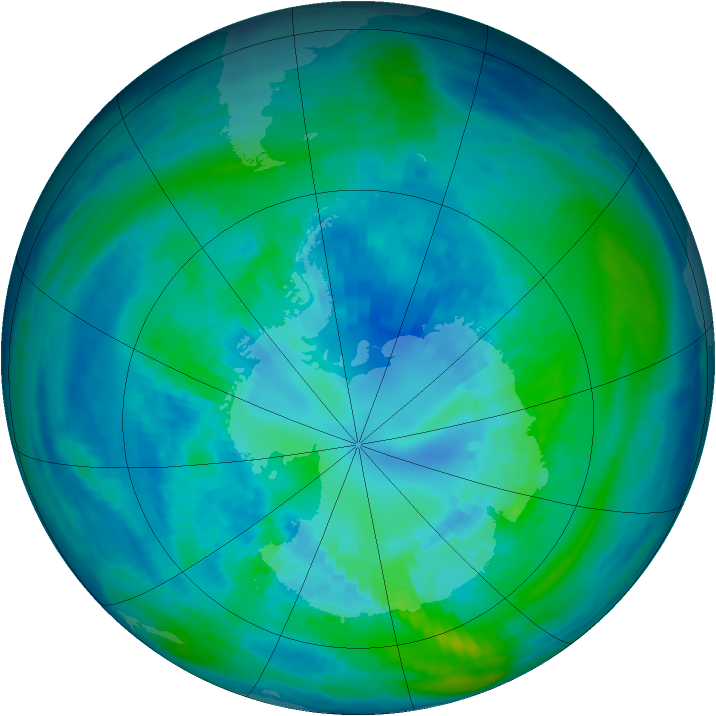 Antarctic ozone map for 09 April 1993
